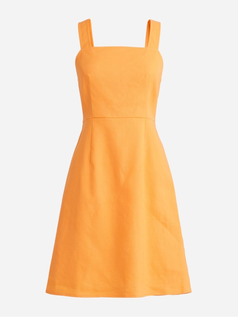 J. Crew Squareneck A-Line Mini Dress In Stretch Linen Blend Size 22‎ Orange